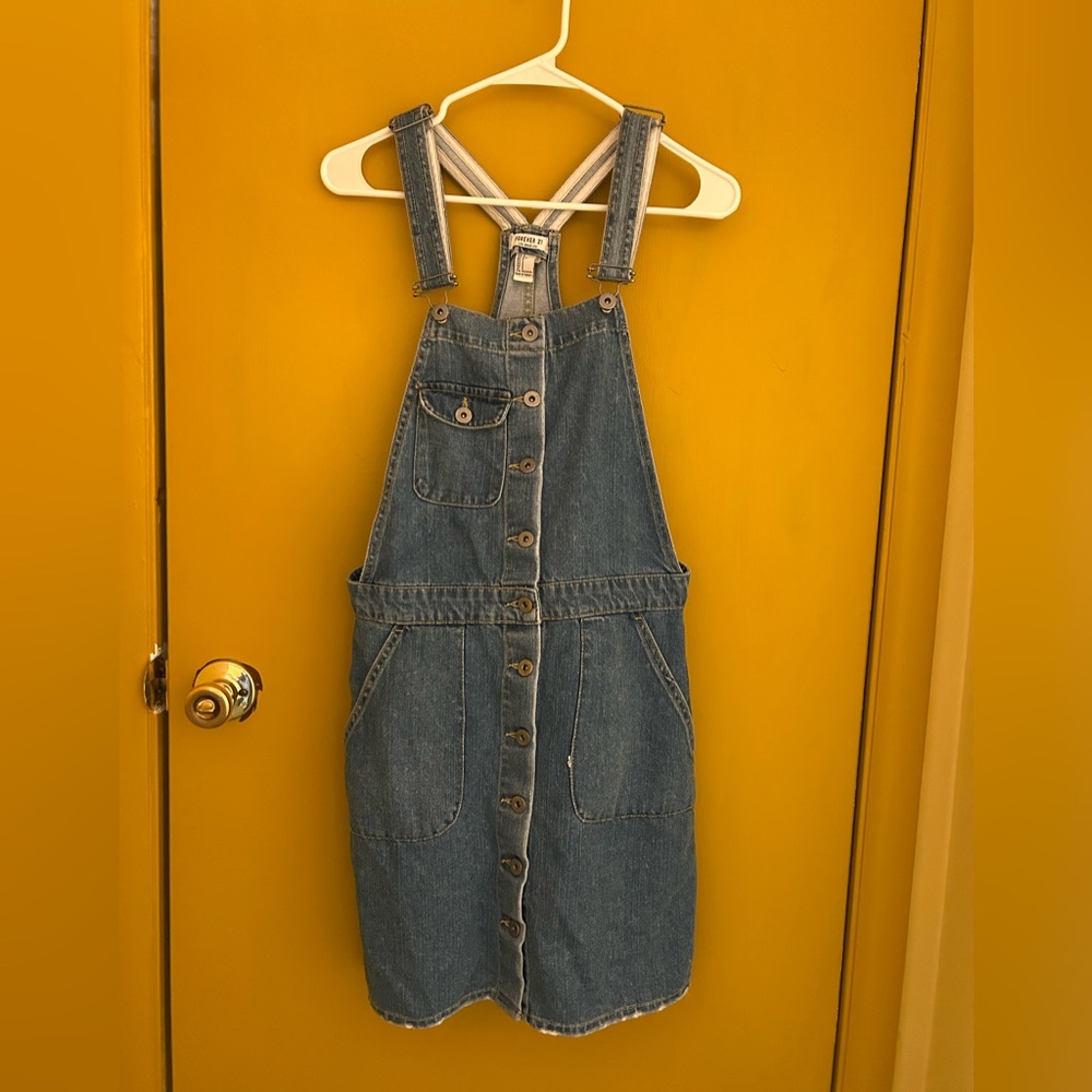 Button Front Bib Denim Overall Dress - Womens S - Forever21